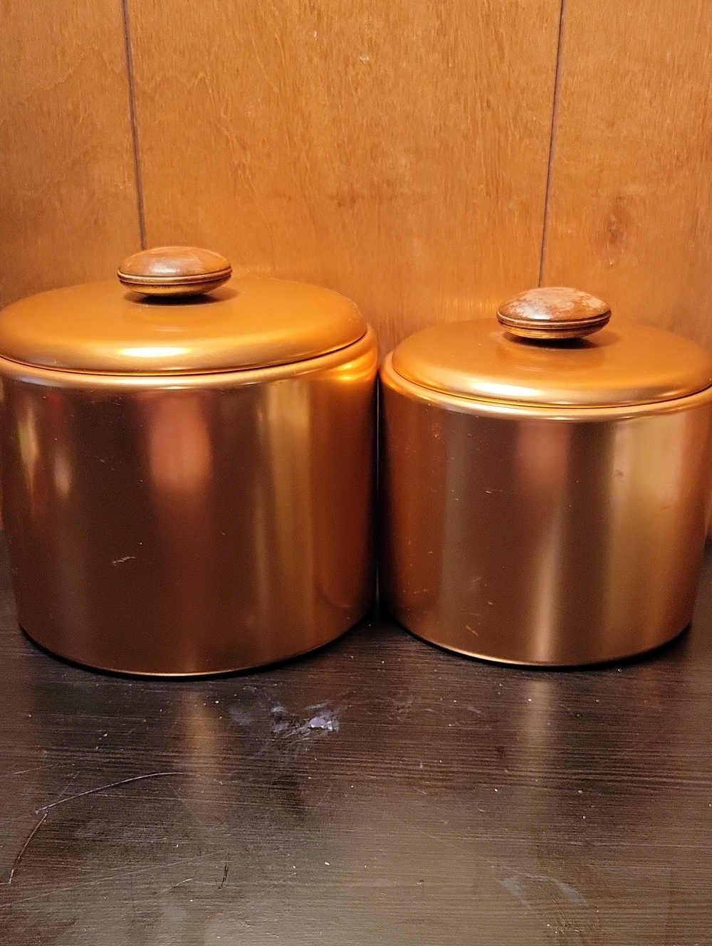 Vintage Mirro Copper Tone Metal Canister Set - 2 Pieces
